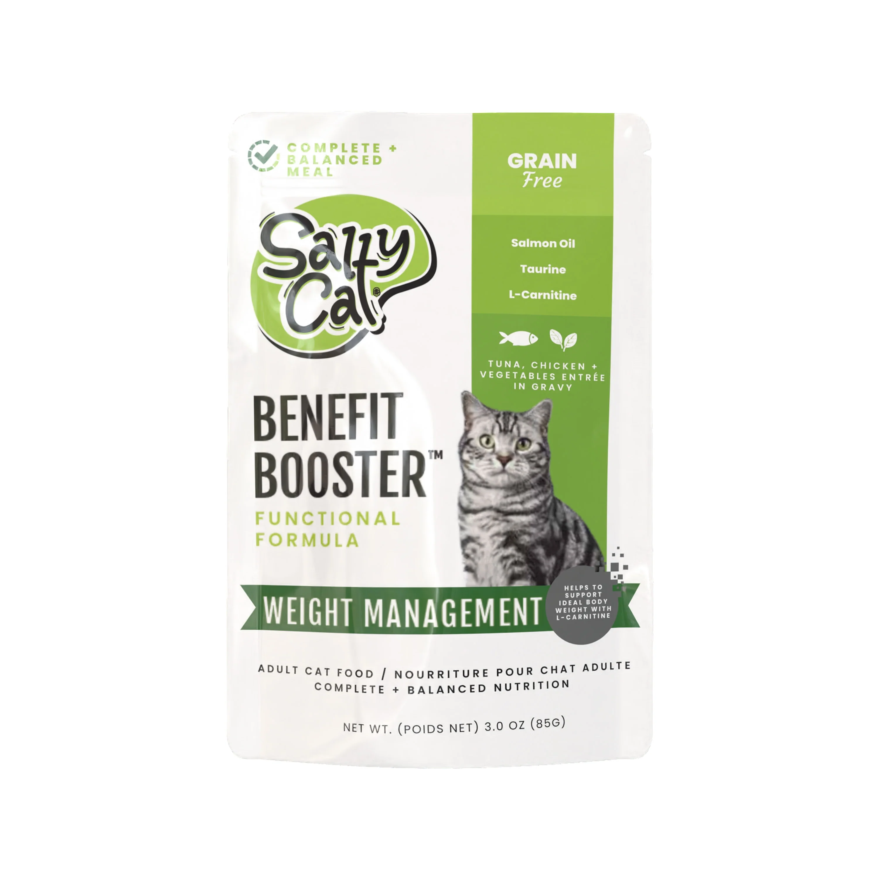 Salty Cat Benefit Booster Weight Management Tuna & Chicken Entrée in Broth Functional Wet Cat Food for Cats, 85g x 12 Pouches - Image 3