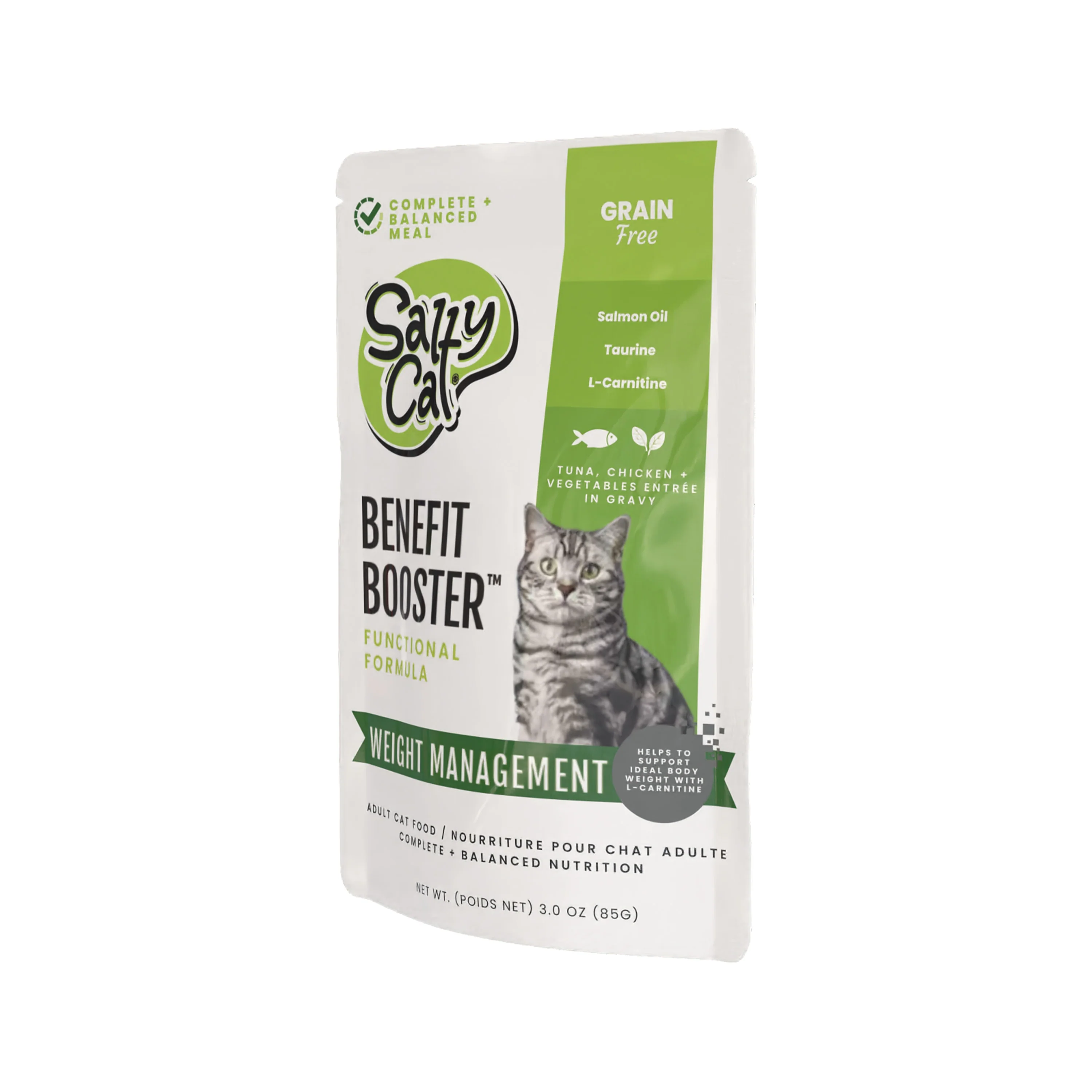 Salty Cat Benefit Booster Weight Management Tuna & Chicken Entrée in Broth Functional Wet Cat Food for Cats, 85g x 12 Pouches - Image 4