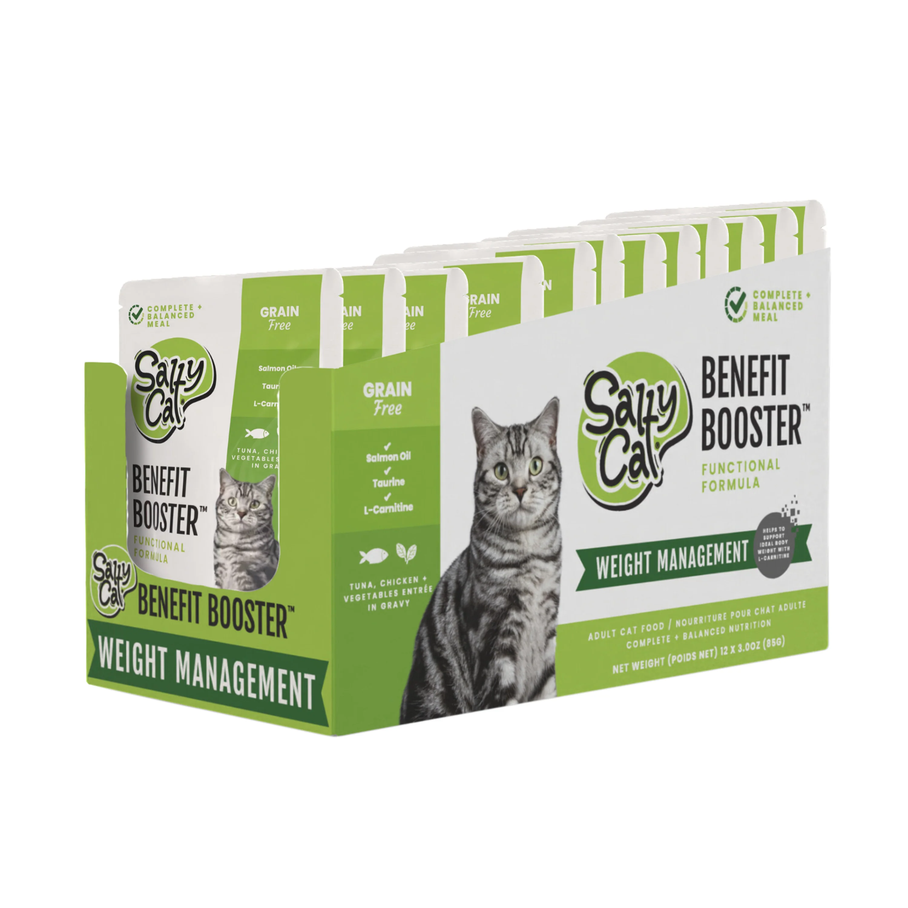 Salty Cat Benefit Booster Weight Management Tuna & Chicken Entrée in Broth Functional Wet Cat Food for Cats, 85g x 12 Pouches - Image 6