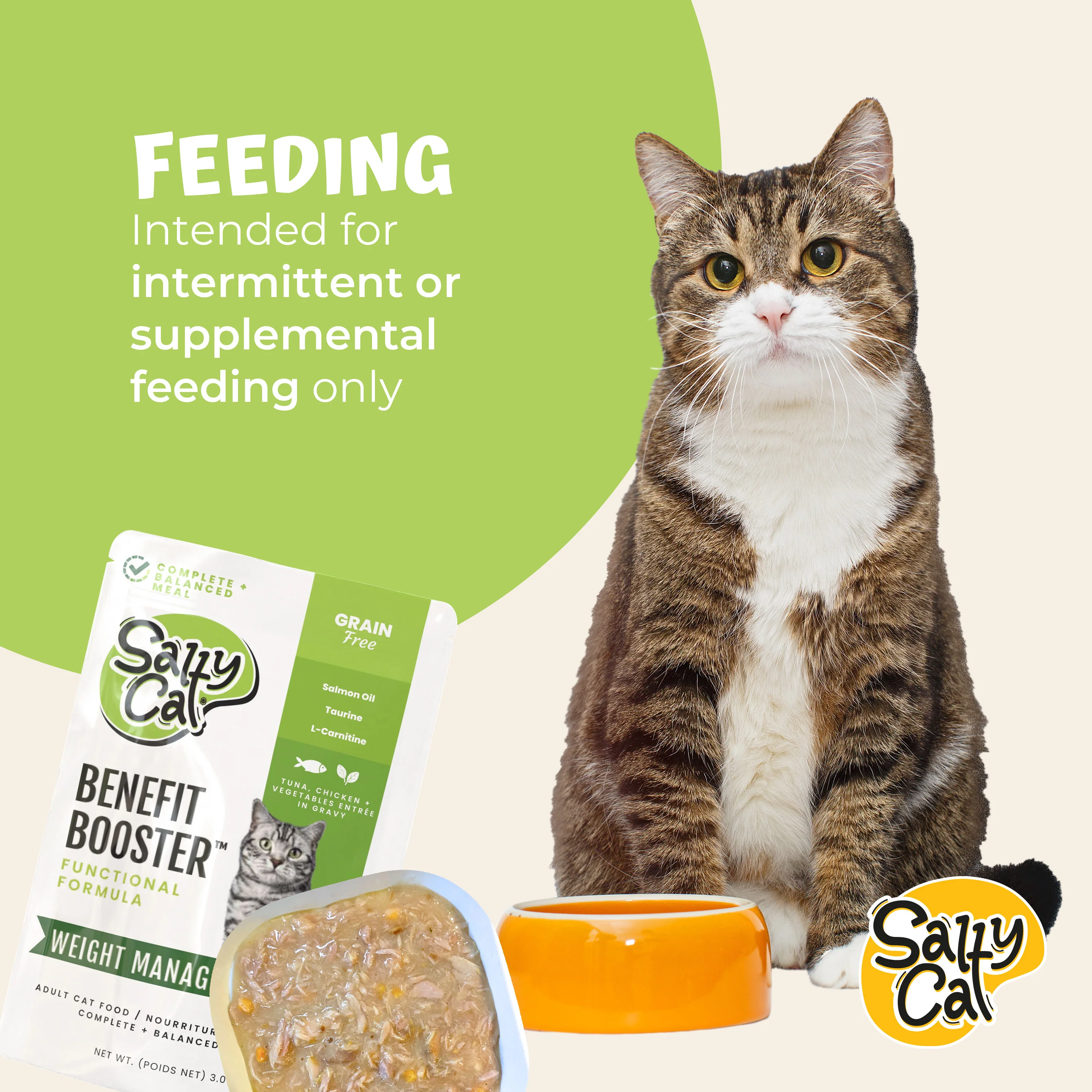 Salty Cat Benefit Booster Weight Management Tuna & Chicken Entrée in Broth Functional Wet Cat Food for Cats, 85g x 12 Pouches - Image 9