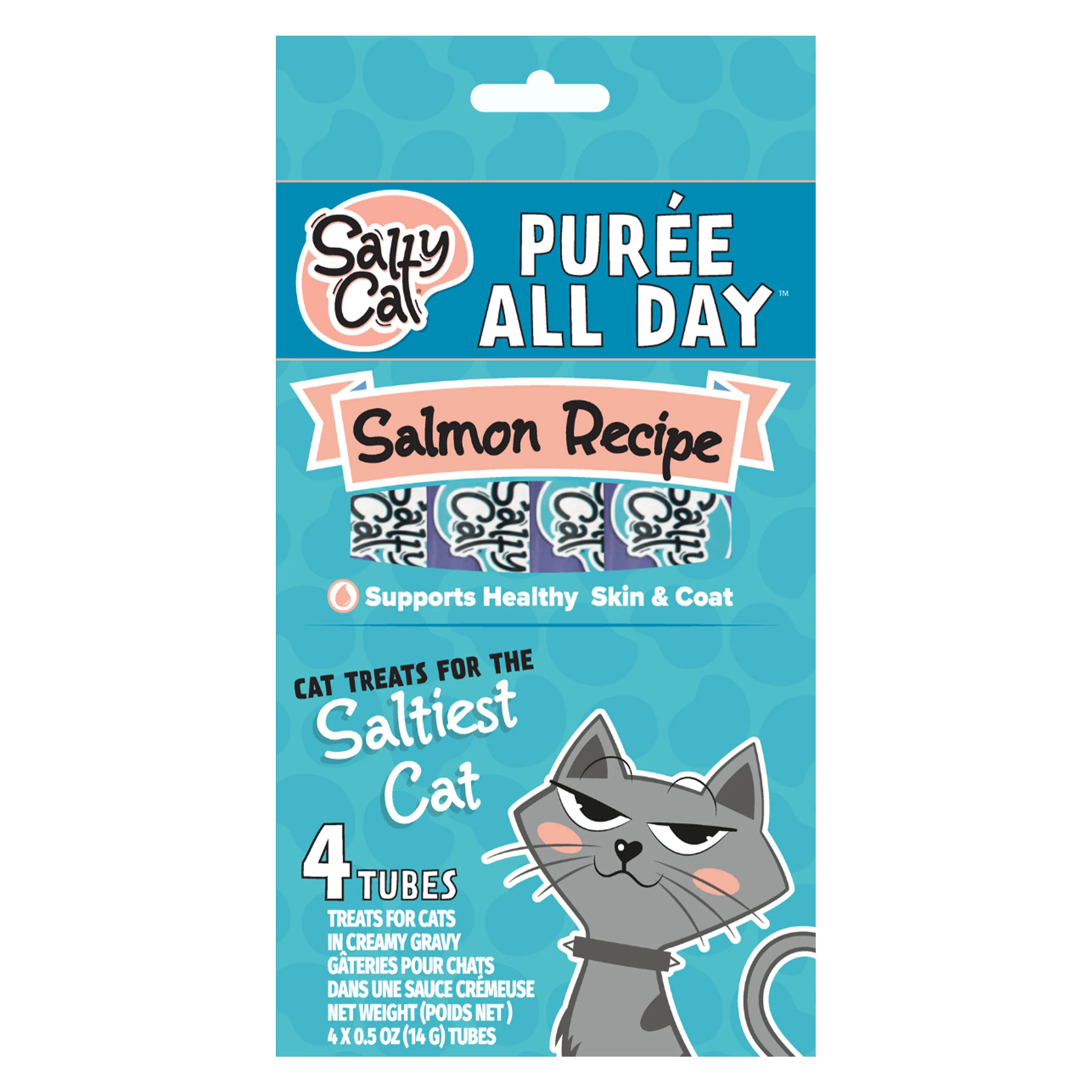 Salty Cat Purée All Day Natural Creamy Salmon Tube Treats for Cats, 15g x 48 Tubes - Image 3