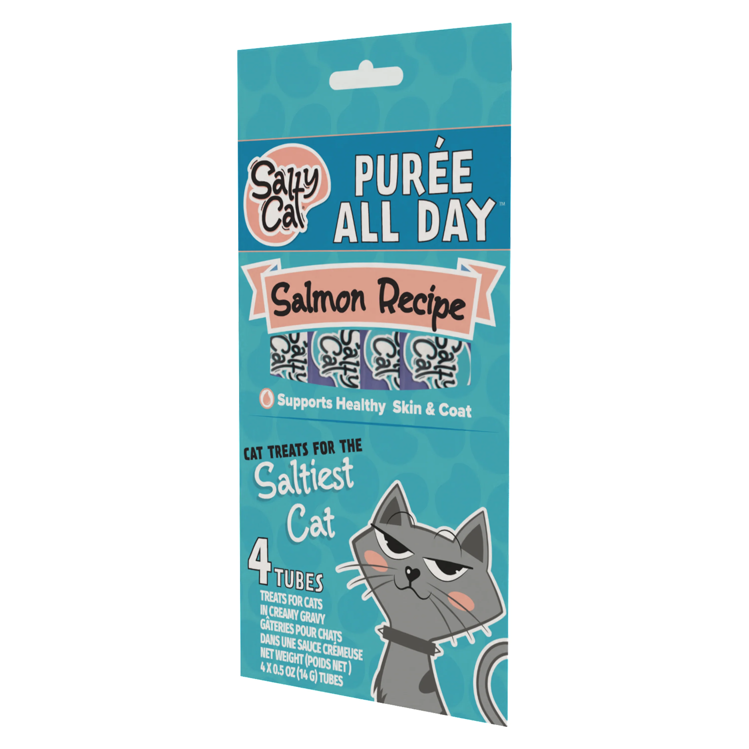 Salty Cat Purée All Day Natural Creamy Salmon Tube Treats for Cats, 15g x 48 Tubes - Image 4