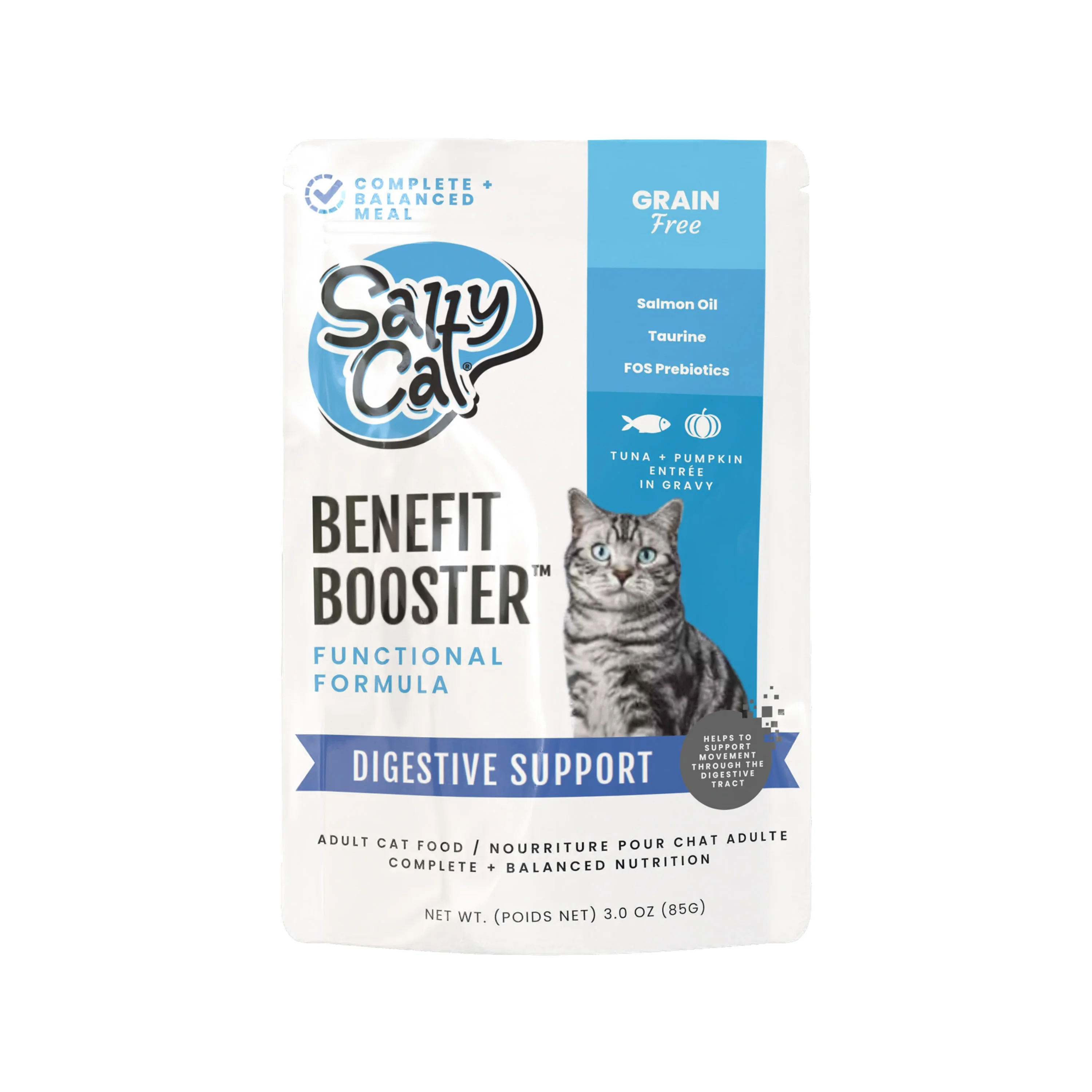 Salty Cat Benefit Booster Digestive Support Tuna & Pumpkin Entrée in Gravy, 40g x 12 Pouches - Image 3