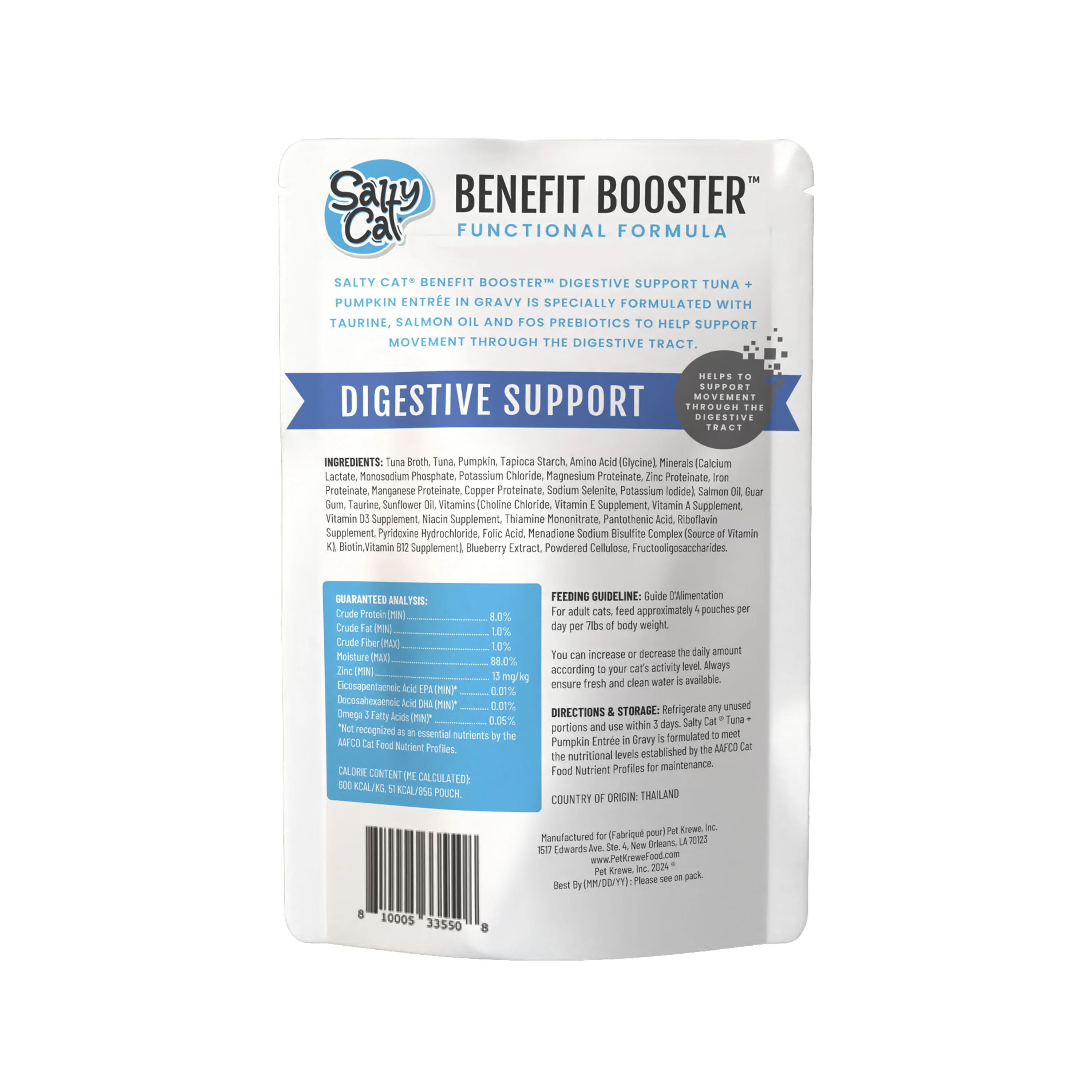 Salty Cat Benefit Booster Digestive Support Tuna & Pumpkin Entrée in Gravy, 40g x 12 Pouches - Image 5