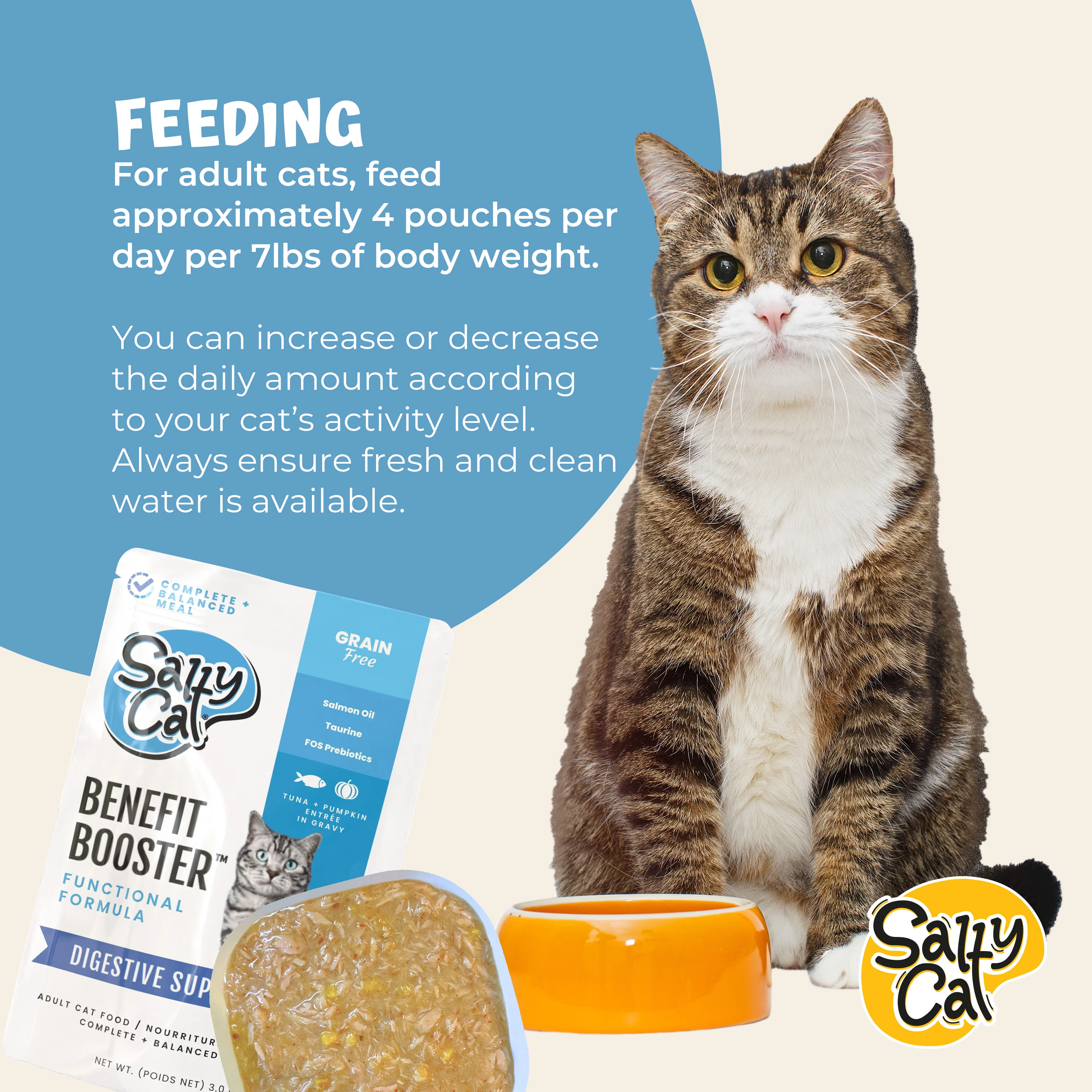 Salty Cat Benefit Booster Digestive Support Tuna & Pumpkin Entrée in Gravy, 40g x 12 Pouches - Image 9