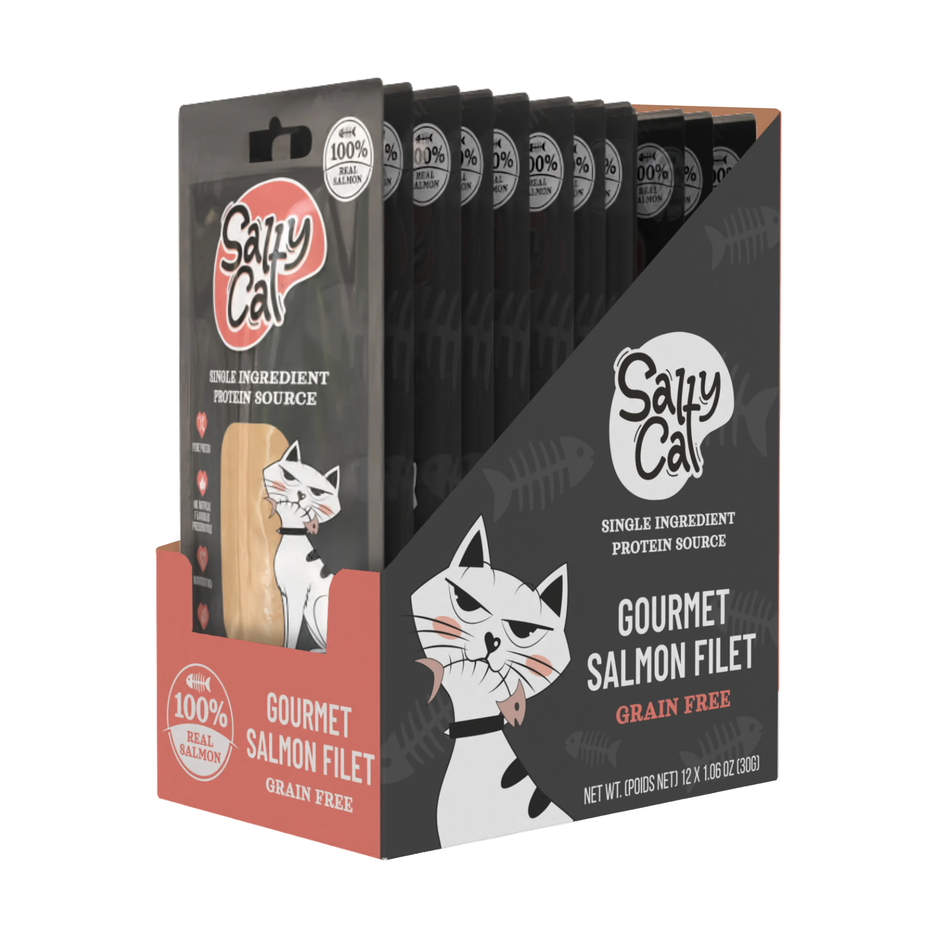 Salty Cat Gourmet Natural Salmon Filet Treats for Cats, 30g x 12 Pouches - Image 5