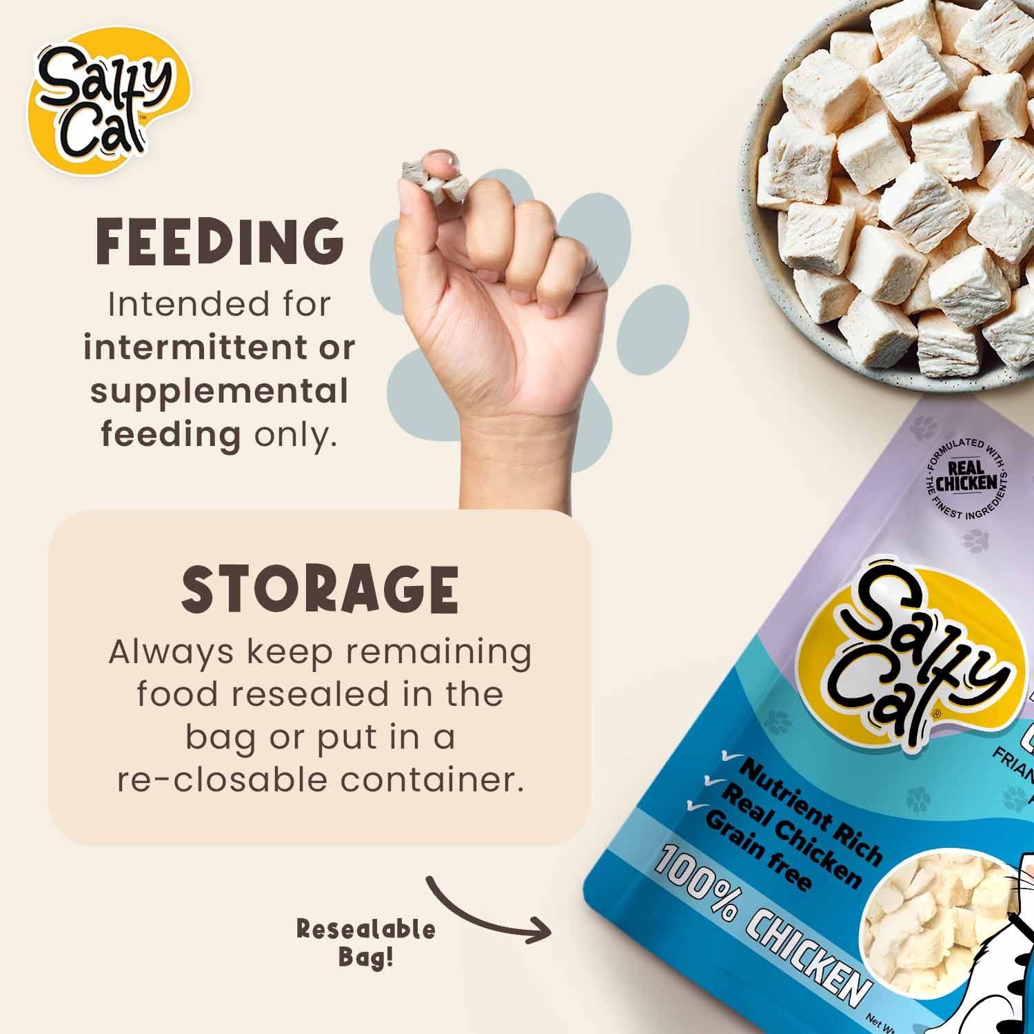 Salty Cat Natural Freeze-Dried Chicken Cat Treats, 10g Bag (12-Pack) - Image 10