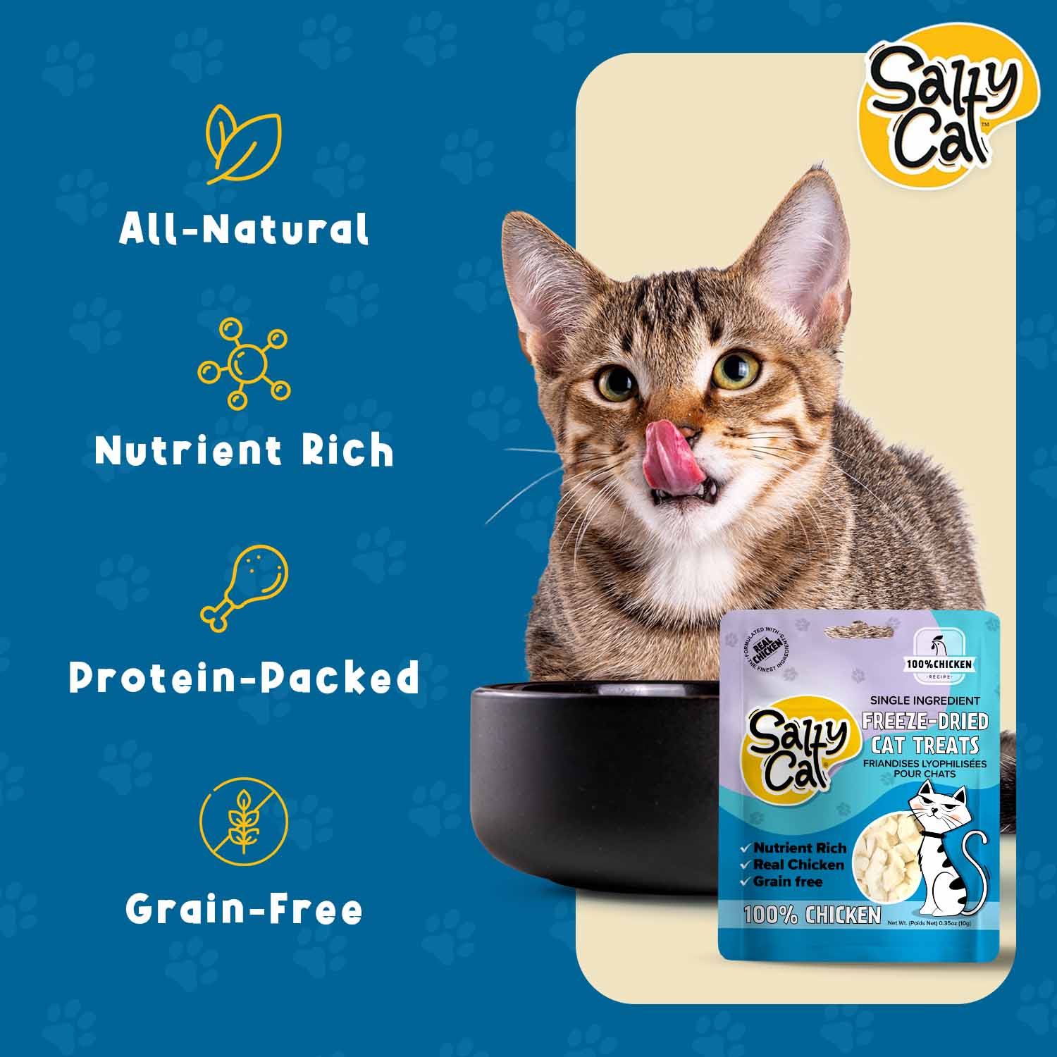 Salty Cat Natural Freeze-Dried Chicken Cat Treats, 10g Bag (12-Pack) - Image 11