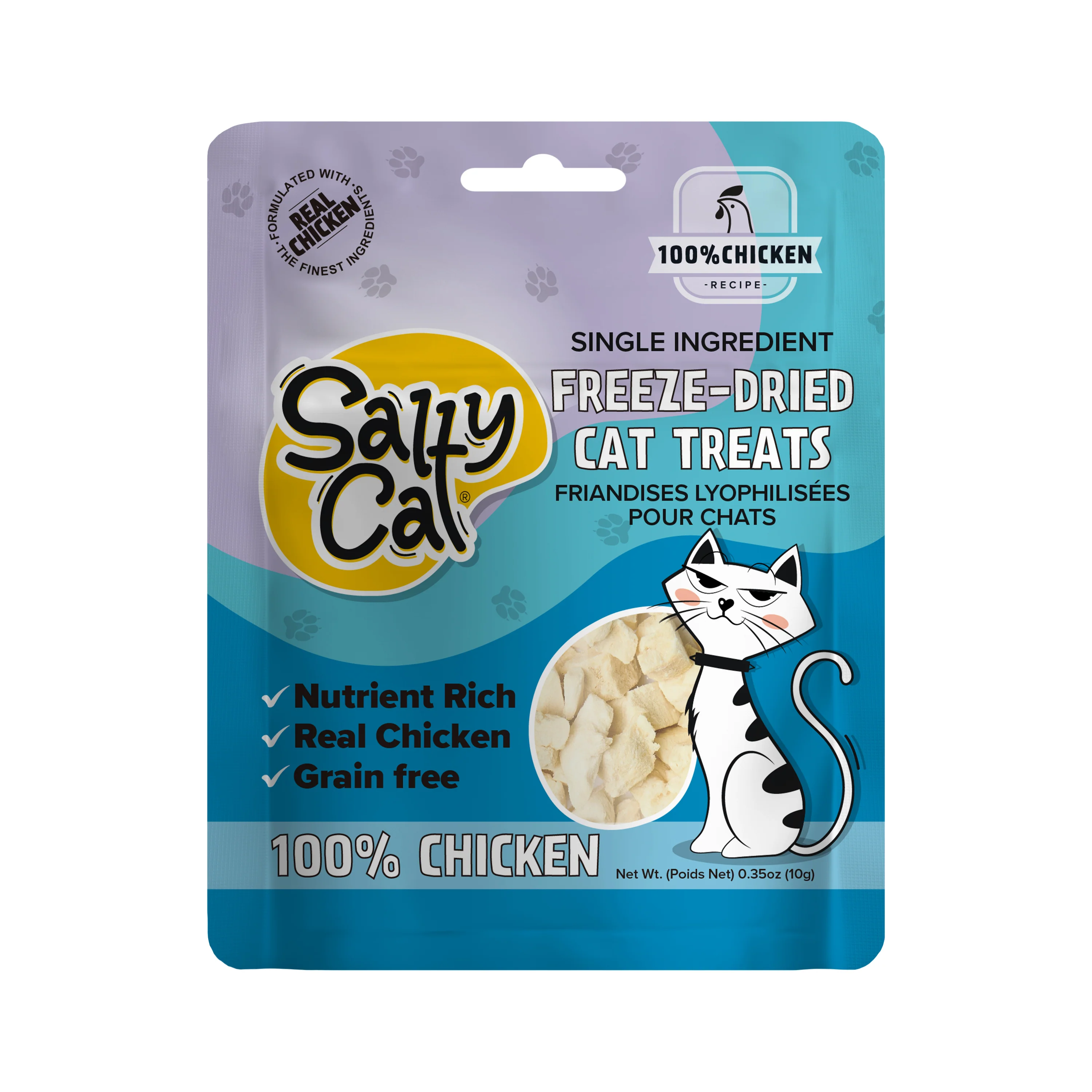 Salty Cat Natural Freeze-Dried Chicken Cat Treats, 10g Bag (12-Pack) - Image 3