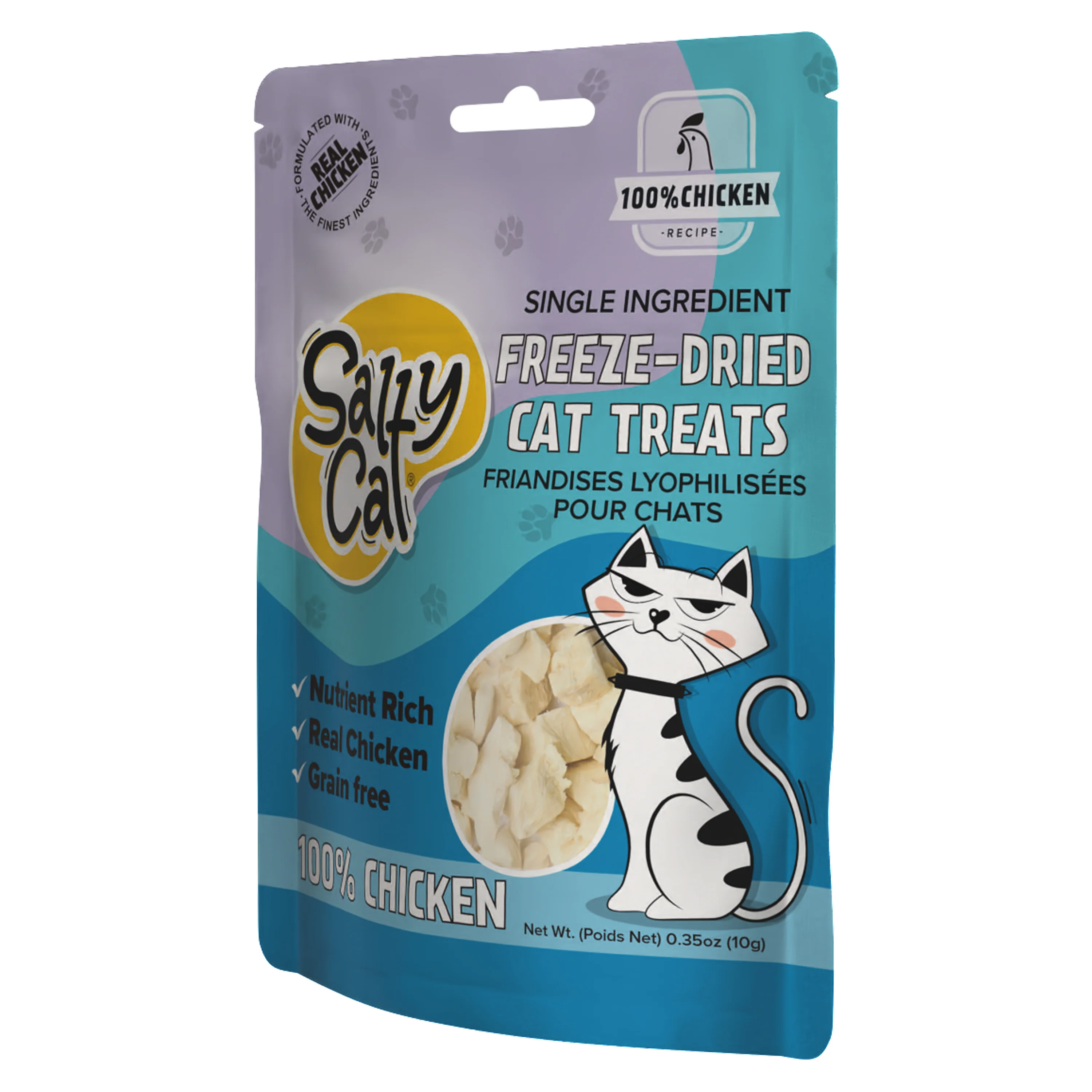 Salty Cat Natural Freeze-Dried Chicken Cat Treats, 10g Bag (12-Pack) - Image 4