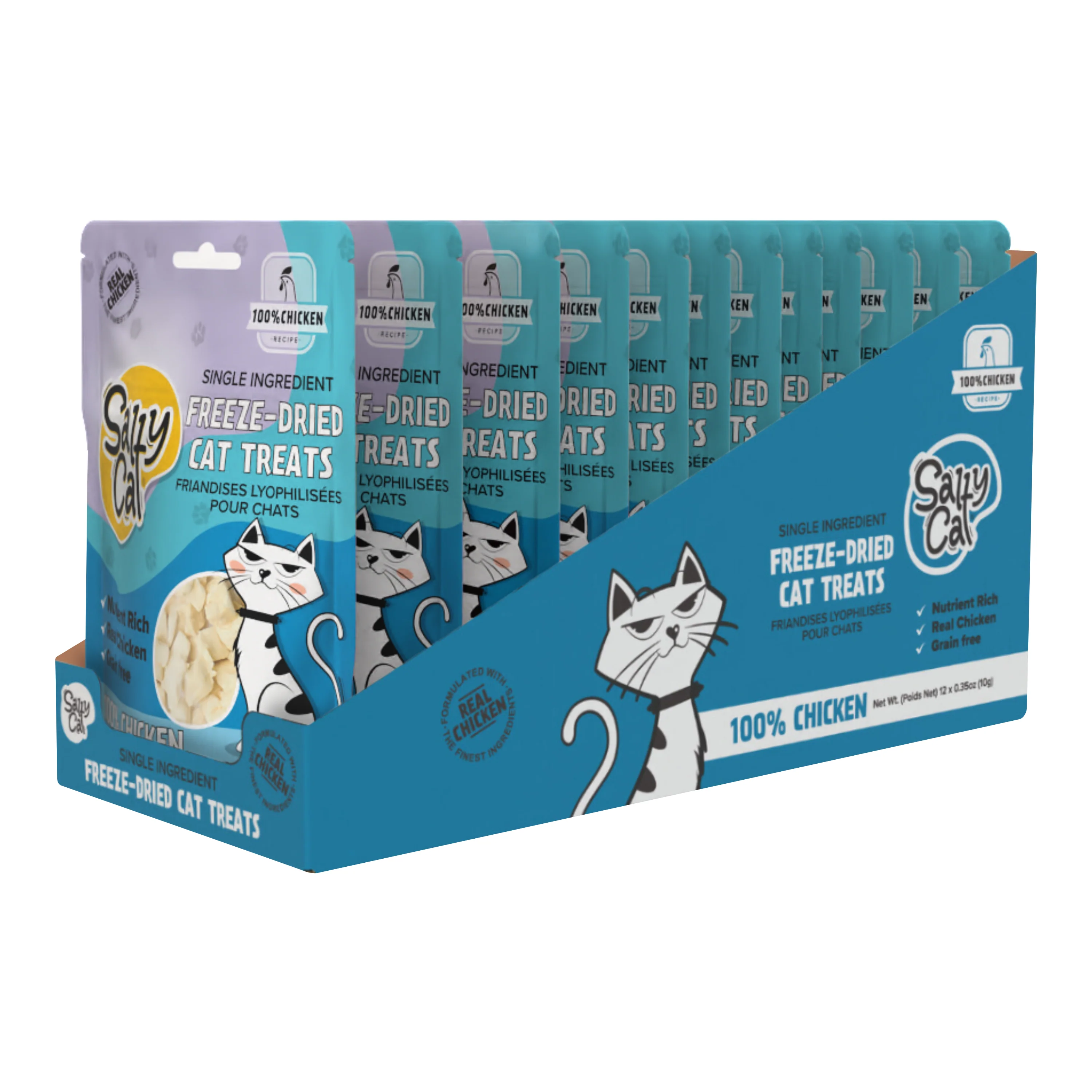 Salty Cat Natural Freeze-Dried Chicken Cat Treats, 10g Bag (12-Pack) - Image 6
