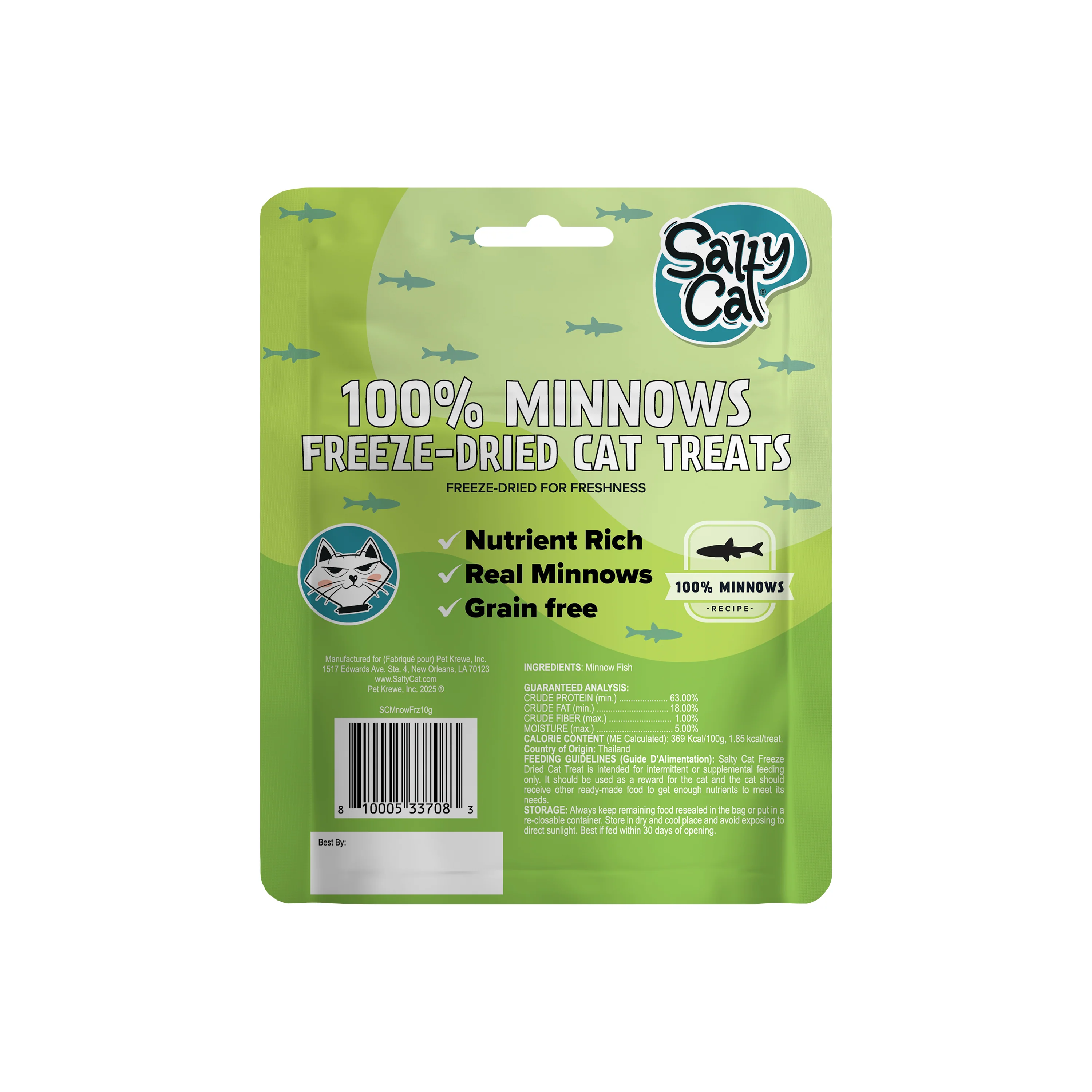 Salty Cat Natural Freeze-Dried Minnow Cat Treats, 10g x 12 Bags - Image 4