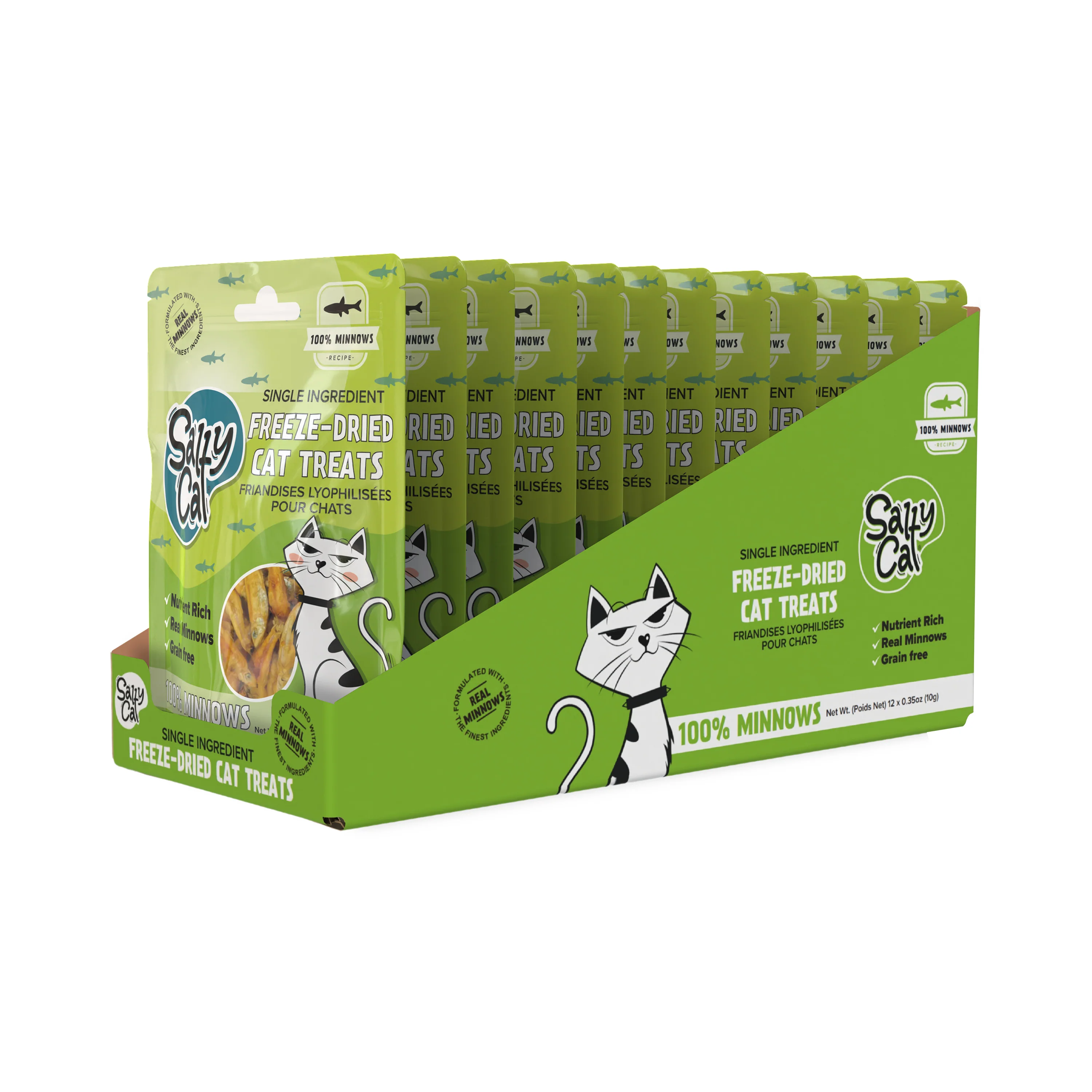Salty Cat Natural Freeze-Dried Minnow Cat Treats, 10g x 12 Bags - Image 5