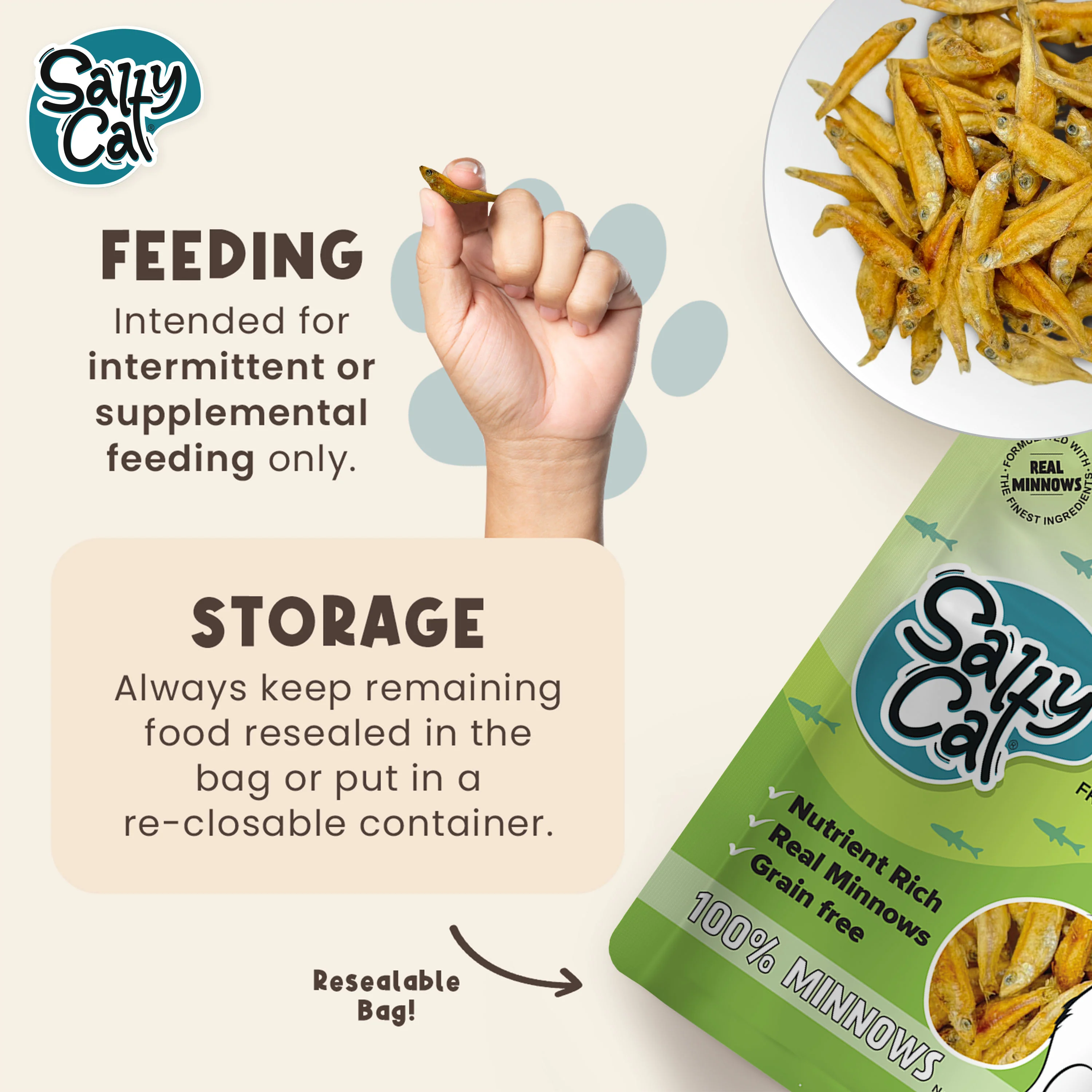 Salty Cat Natural Freeze-Dried Minnow Cat Treats, 10g x 12 Bags - Image 6