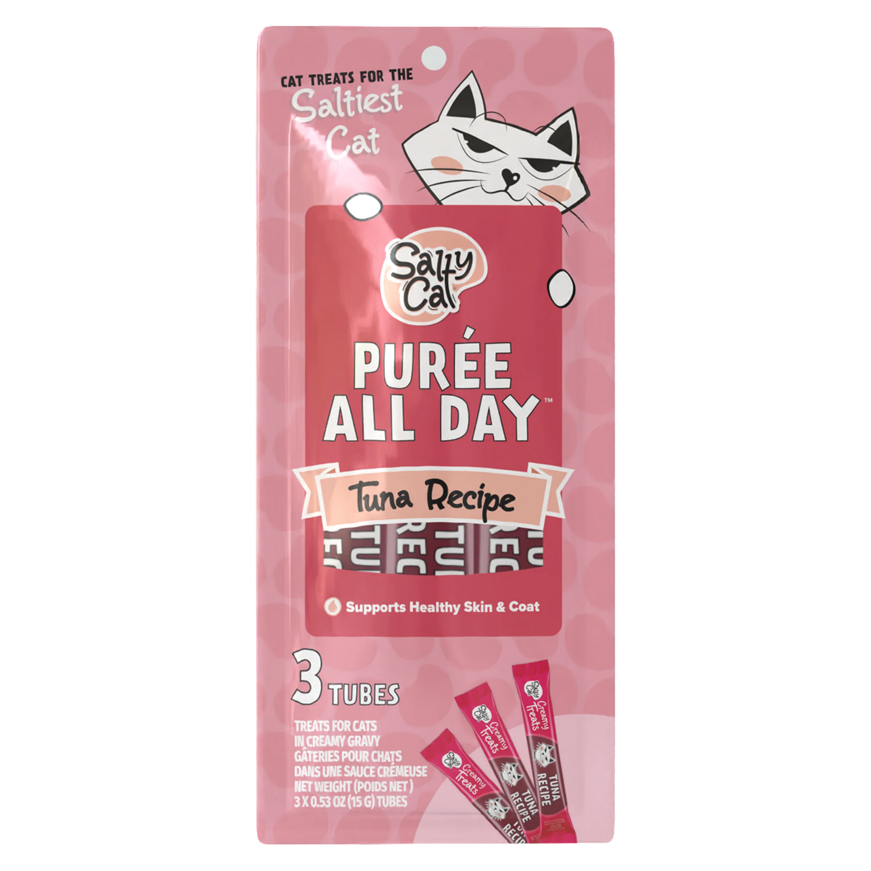 Salty Cat Purée All Day Natural Creamy Tuna, Salmon & Chicken Tube Treats for Cats, 72 Tubes - Image 7