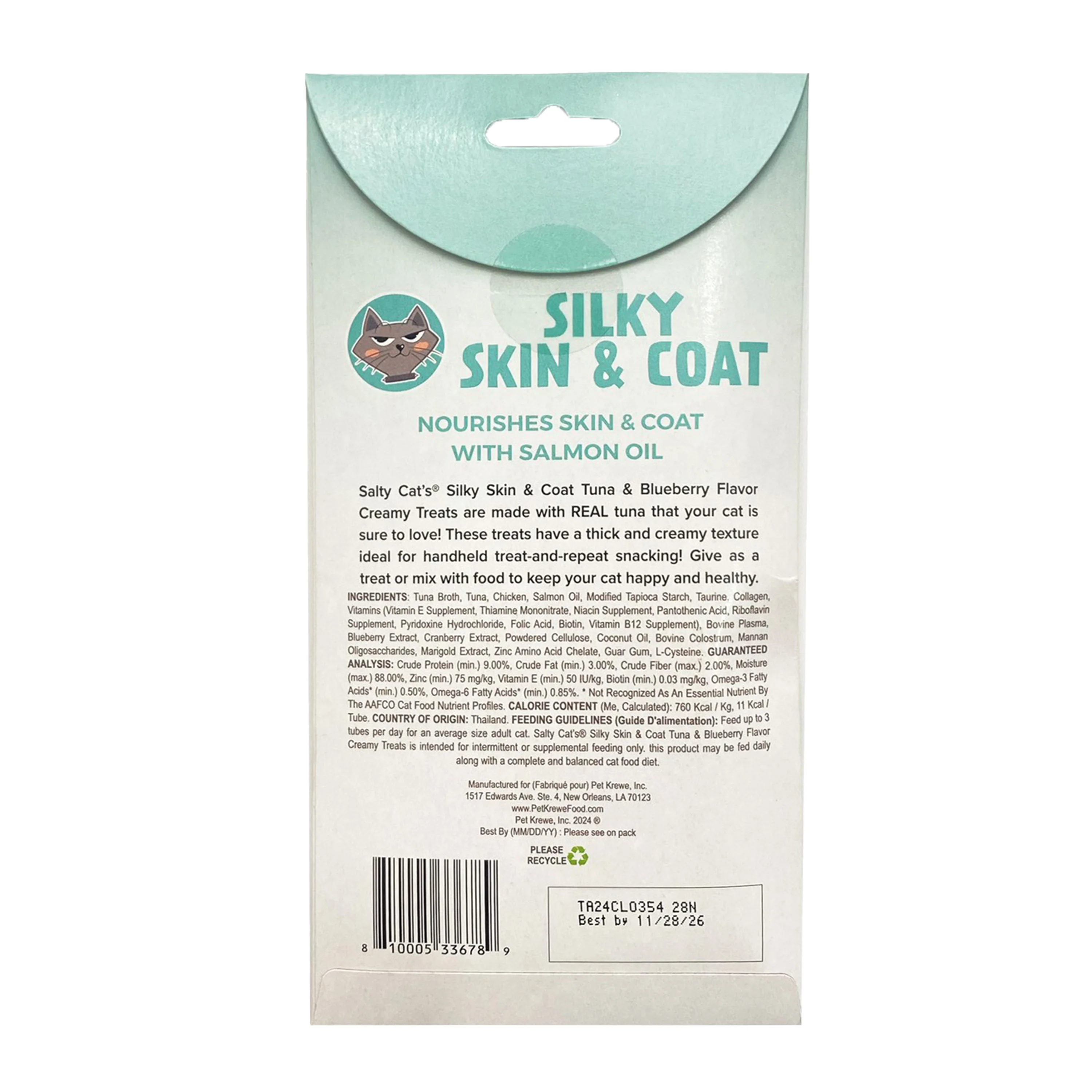 VitaCat by Salty Cat Silky Skin & Coat Natural Creamy Tuna & Blueberry Functional Tube Treats for Cats, 15g x 48 Tubes - Image 5