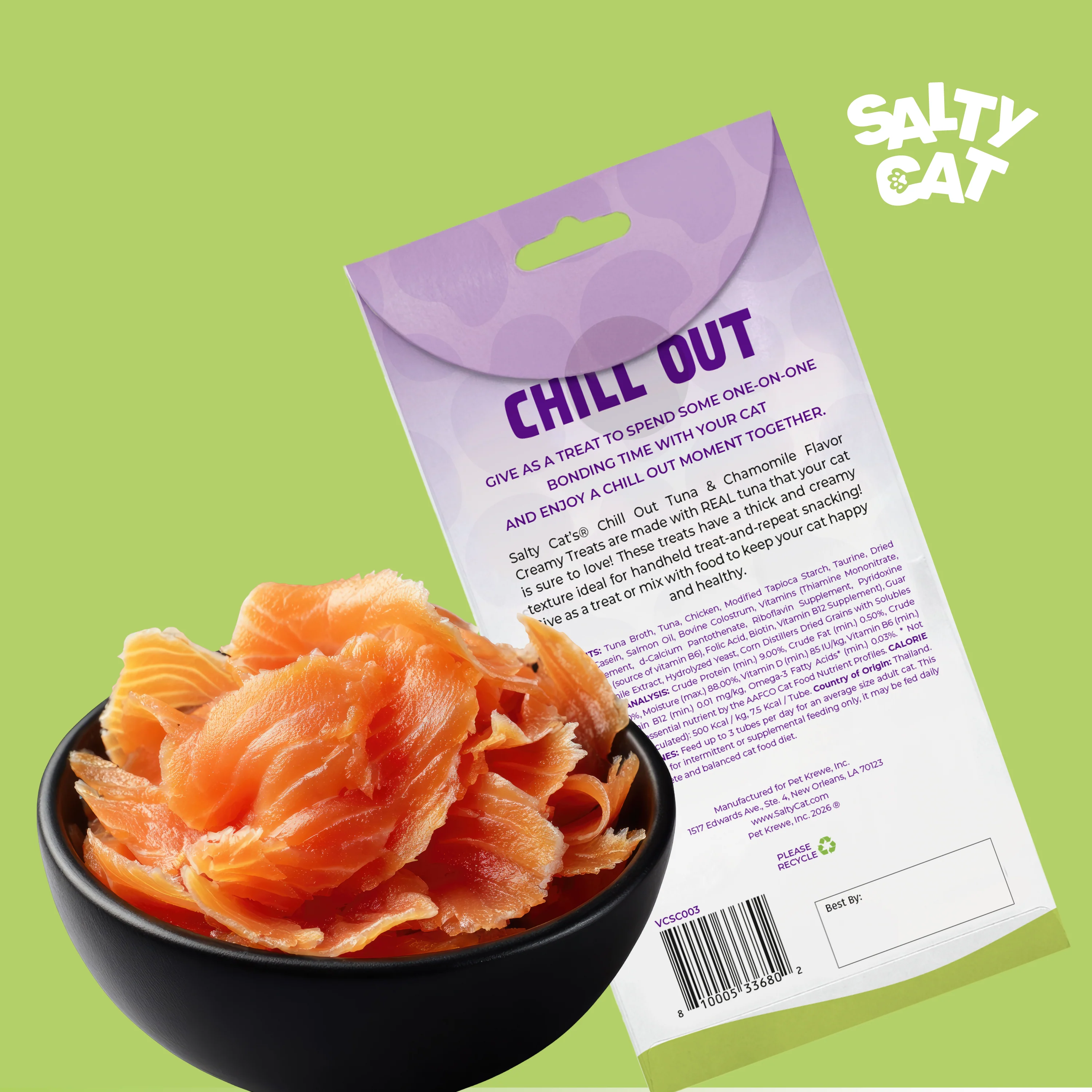 Salty Cat VitaCat Chill Out Tuna & Chamomile Flavor Creamy Treats for Cats, 4 x 15g Tubes - Image 7